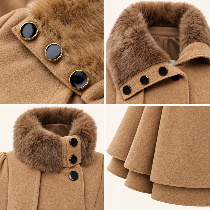 VISSONG Women’s Plush-Collar Bow-Waist Fit-and-Flare Coat