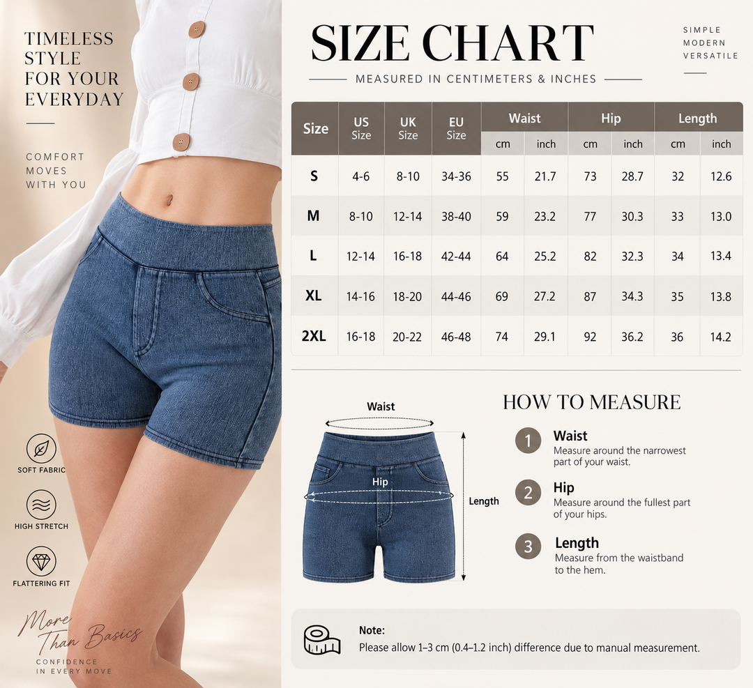 VISSONG Women’s High-Waist Pull-On Stretch Denim Shorts