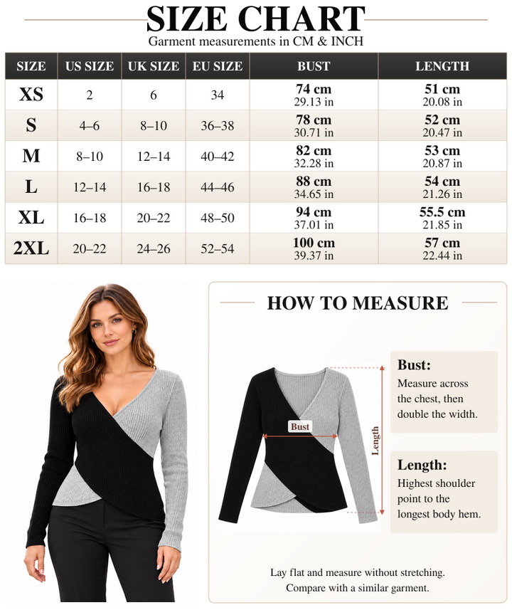 VISSONG Women’s Colorblock Crossover Ribbed Knit Top