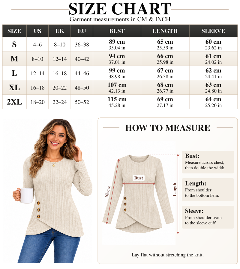 VISSONG Women’s Button-Accent Ribbed Tulip-Hem Top