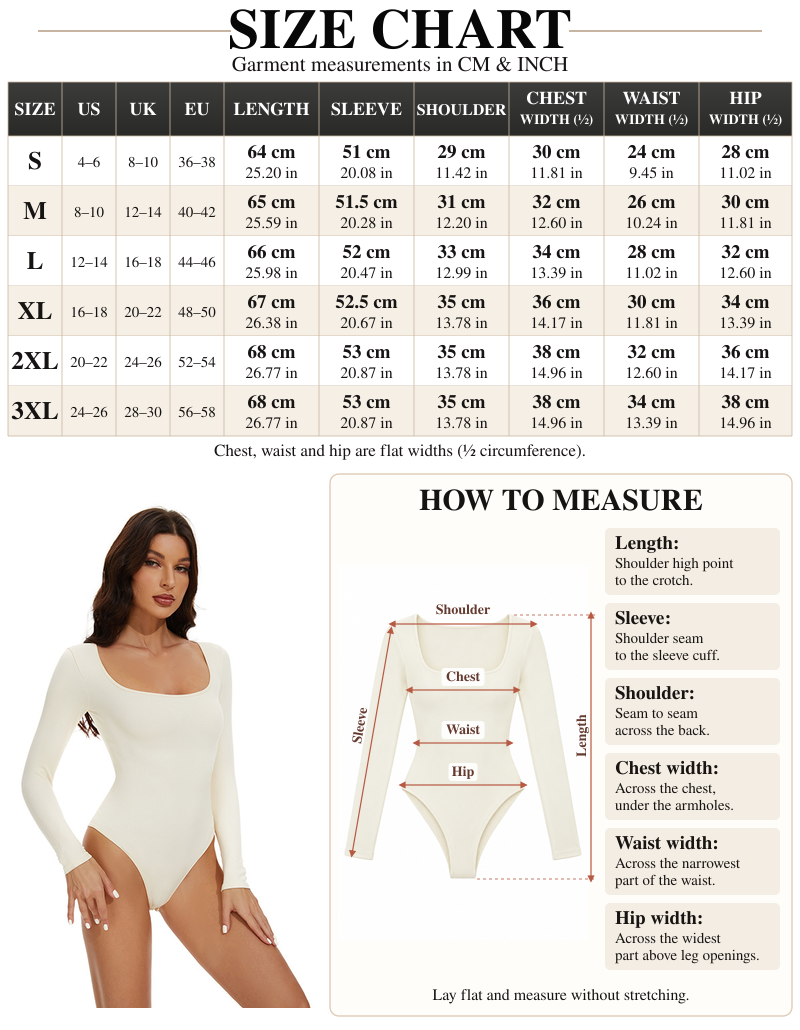VISSONG Women’s Square-Neck Long-Sleeve Fitted Bodysuit