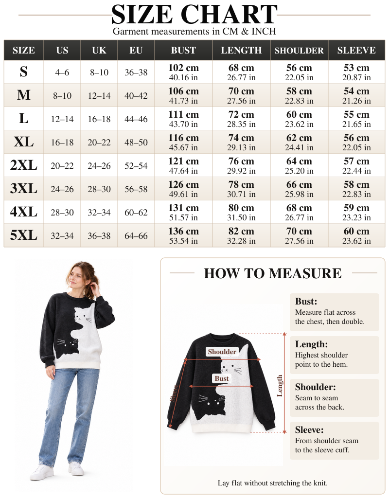 VISSONG Women’s Two-Cat Colorblock Crewneck Knit Sweater