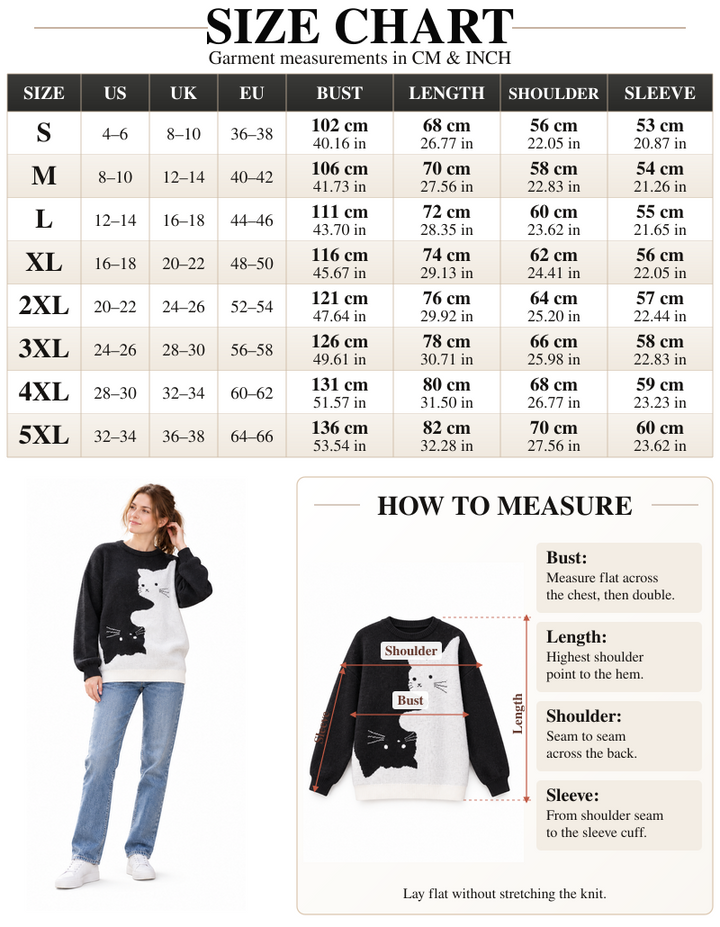 VISSONG Women’s Two-Cat Colorblock Crewneck Knit Sweater