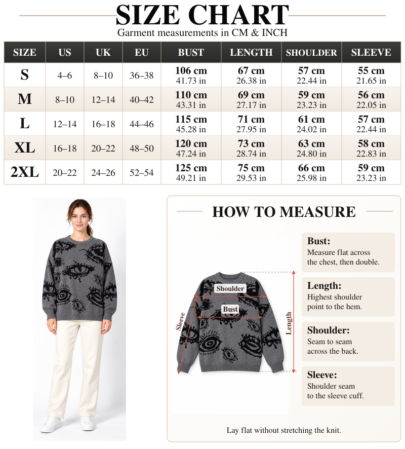 VISSONG Abstract Eye Motif Relaxed Knit Sweater