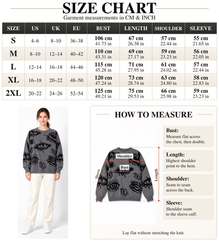 VISSONG Abstract Eye Motif Relaxed Knit Sweater