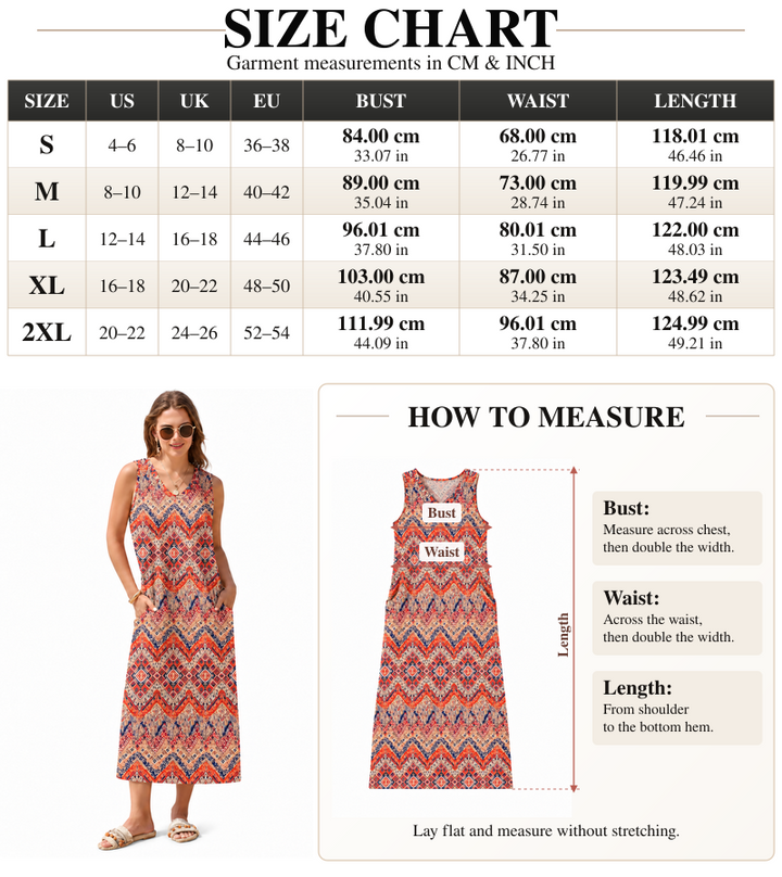VISSONG Women’s Sleeveless Gathered-Waist Pocket Midi Dress