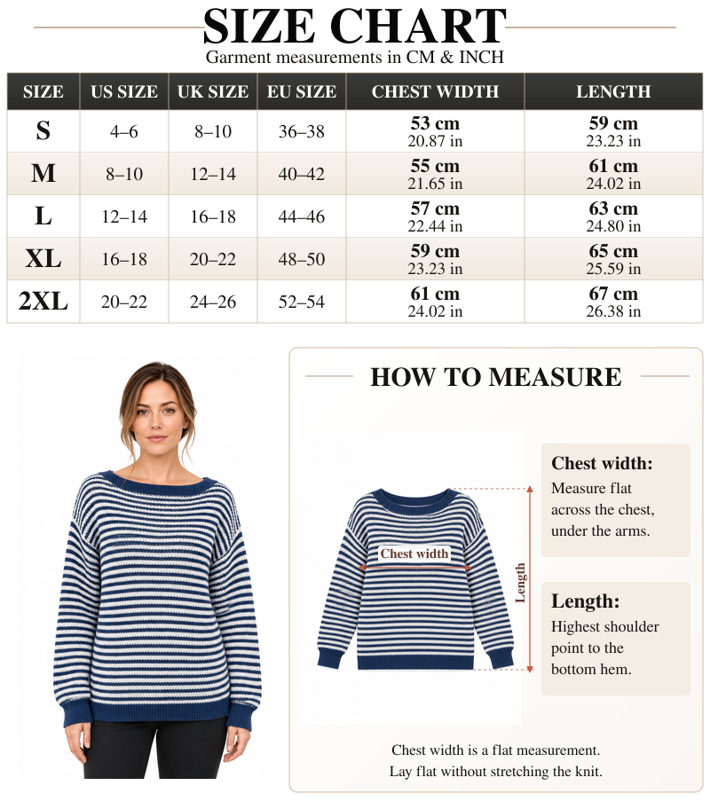 VISSONG Women’s Wide-Neck Fine-Stripe Relaxed Knit Sweater