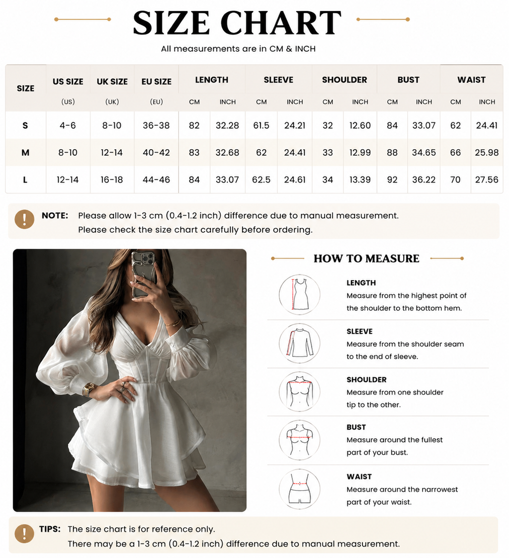 Corset-Waist Puff Sleeve Mini Dress