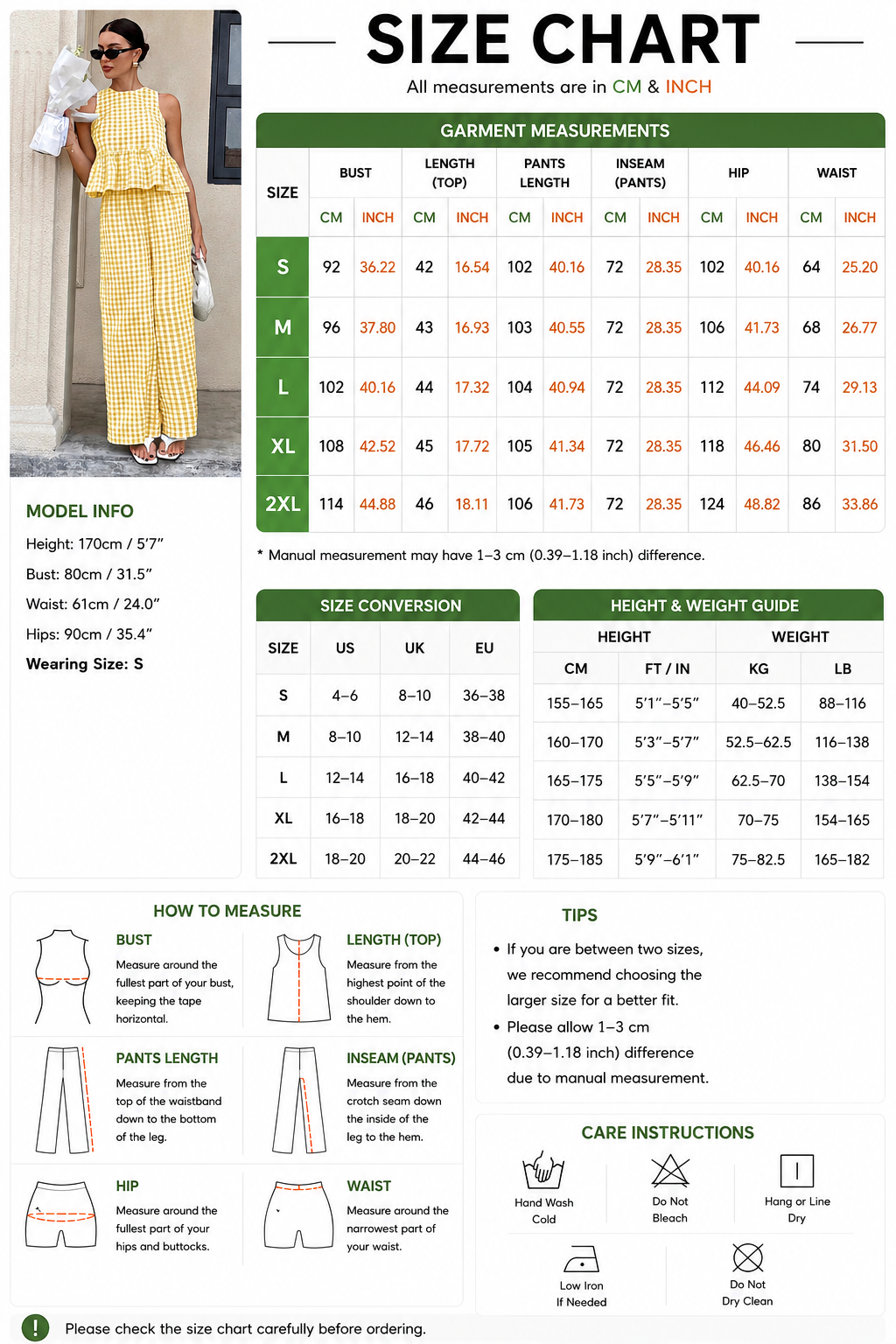 Gingham Peplum Top &amp; Wide-Leg Pants Set