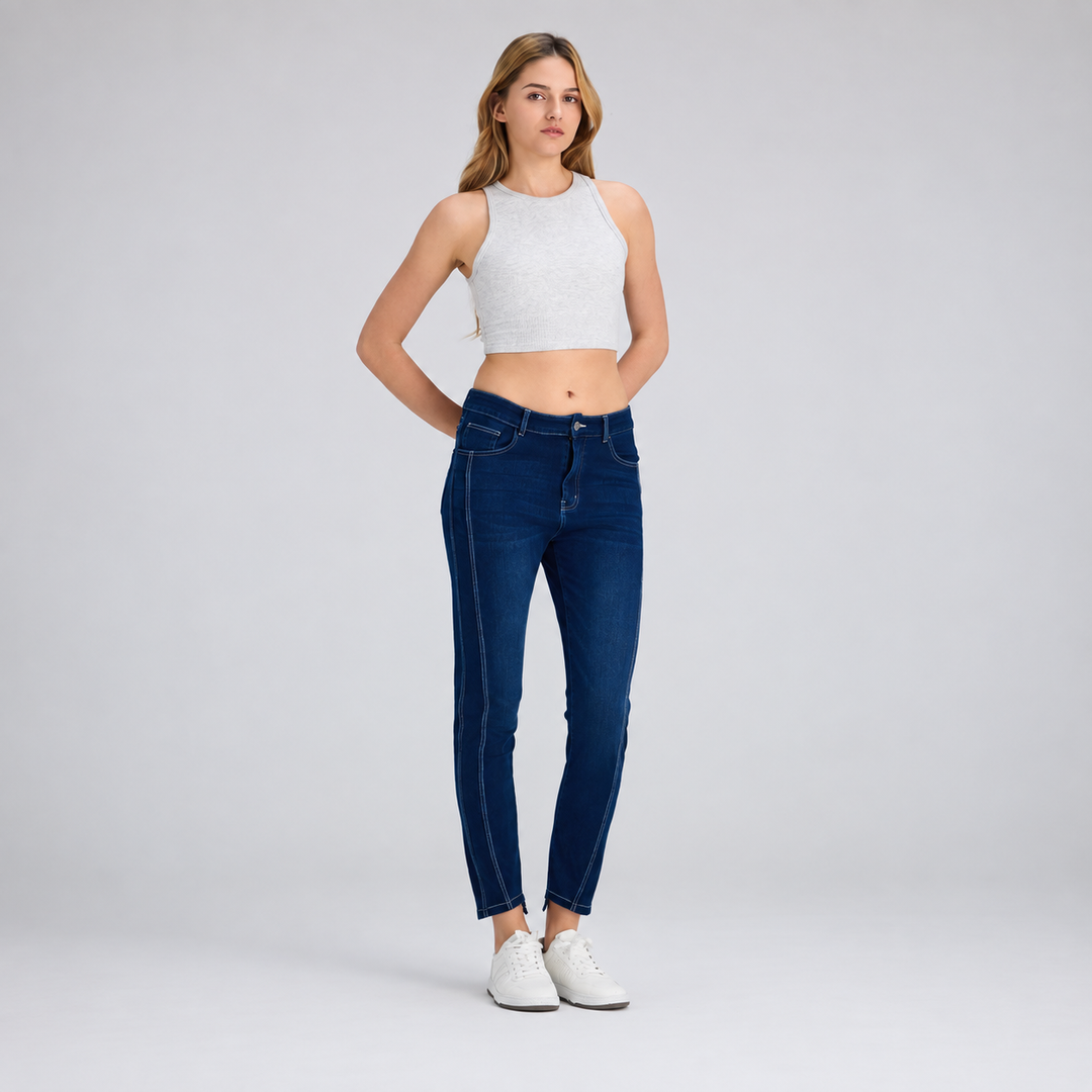 VISSONG Women’s Seam-Detail Ankle Jeans