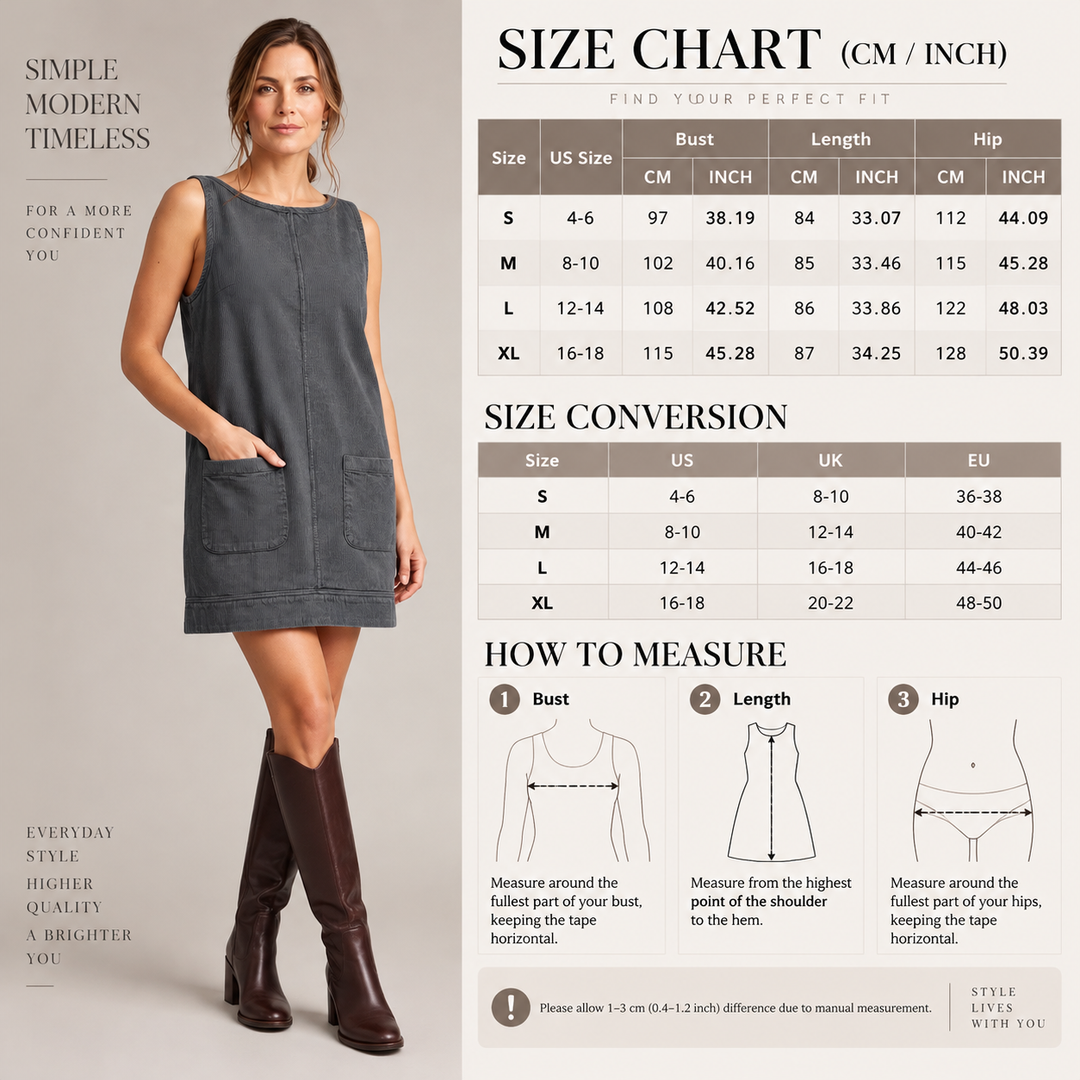 VISSONG Women’s Textured Double-Pocket Shift Dress