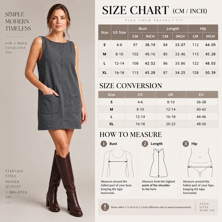 VISSONG Women’s Textured Double-Pocket Shift Dress
