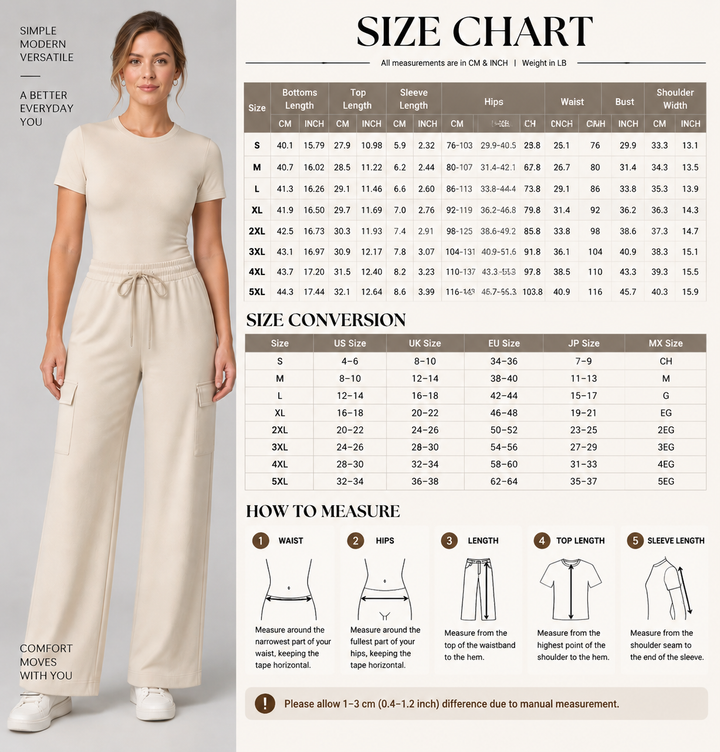 VISSONG Women’s Bodysuit &amp; Wide-Leg Cargo Pants Set