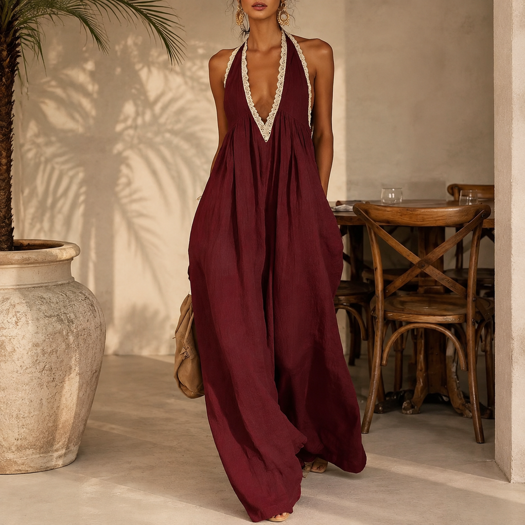 Boho Lace Halter Maxi Dress