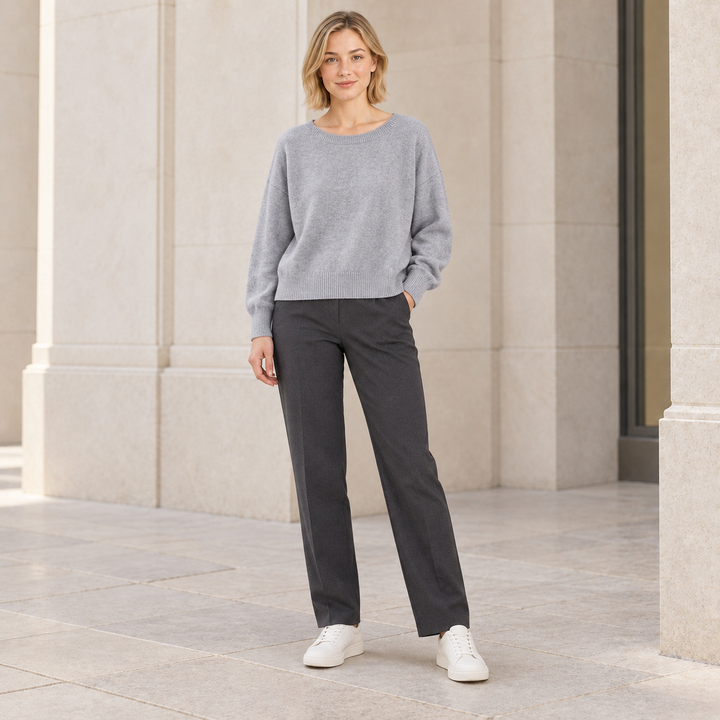 VISSONG Women’s Relaxed Wide-Neck Drop-Shoulder Sweater