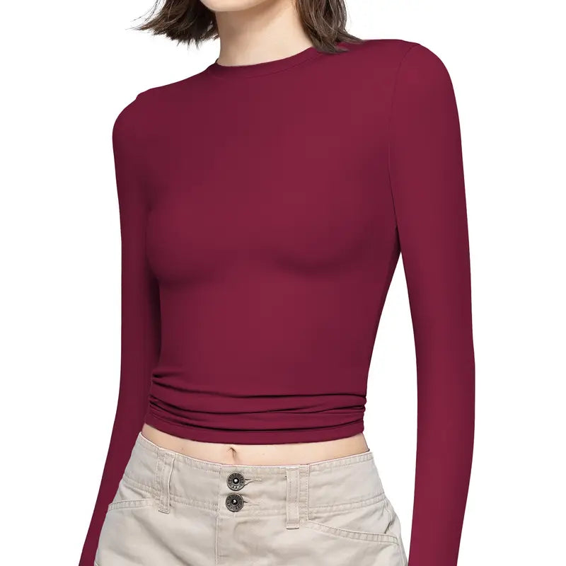 VISSONG Women’s Everyday Fitted Crewneck Long-Sleeve Top