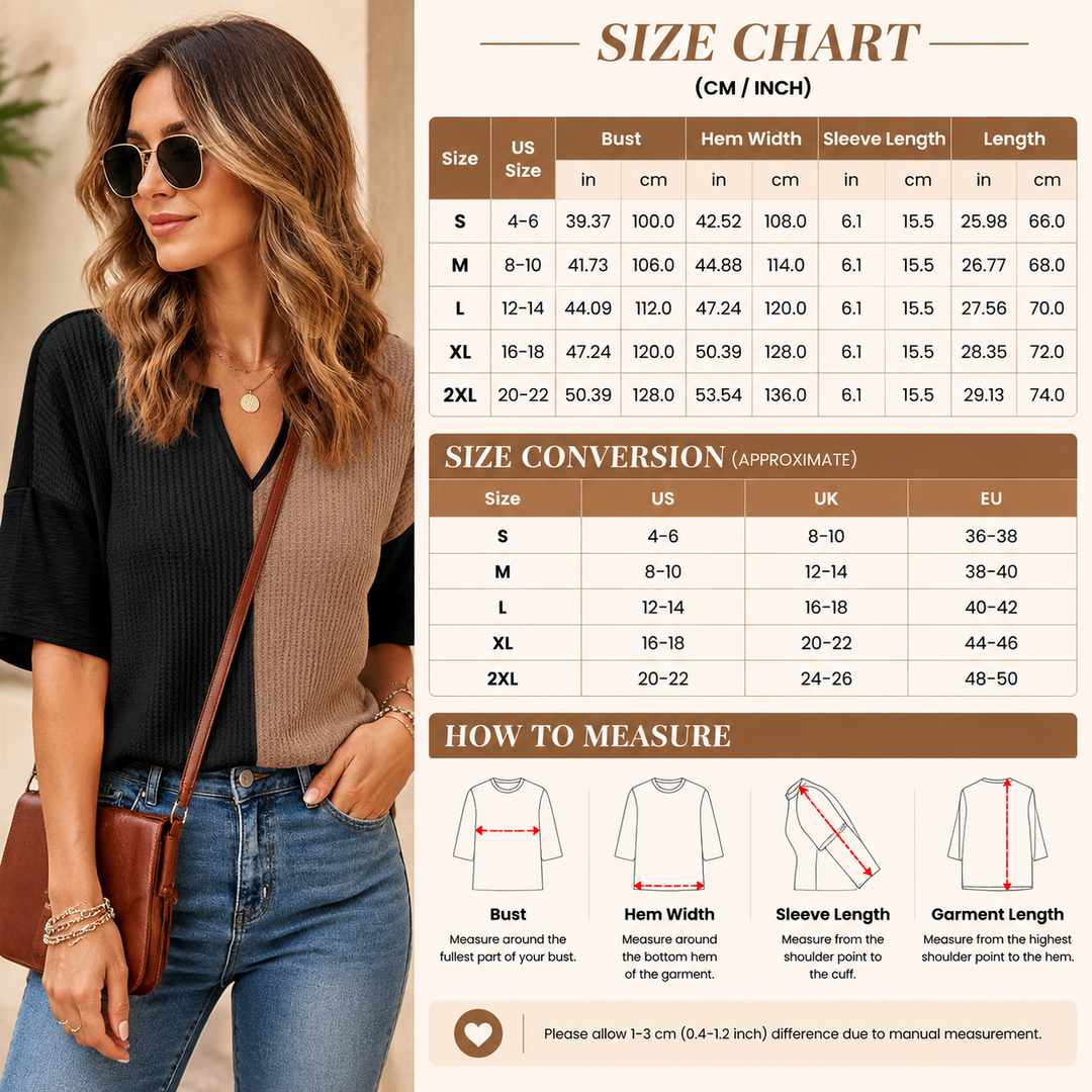 Women’s Colorblock Textured Split-Neck Relaxed Top