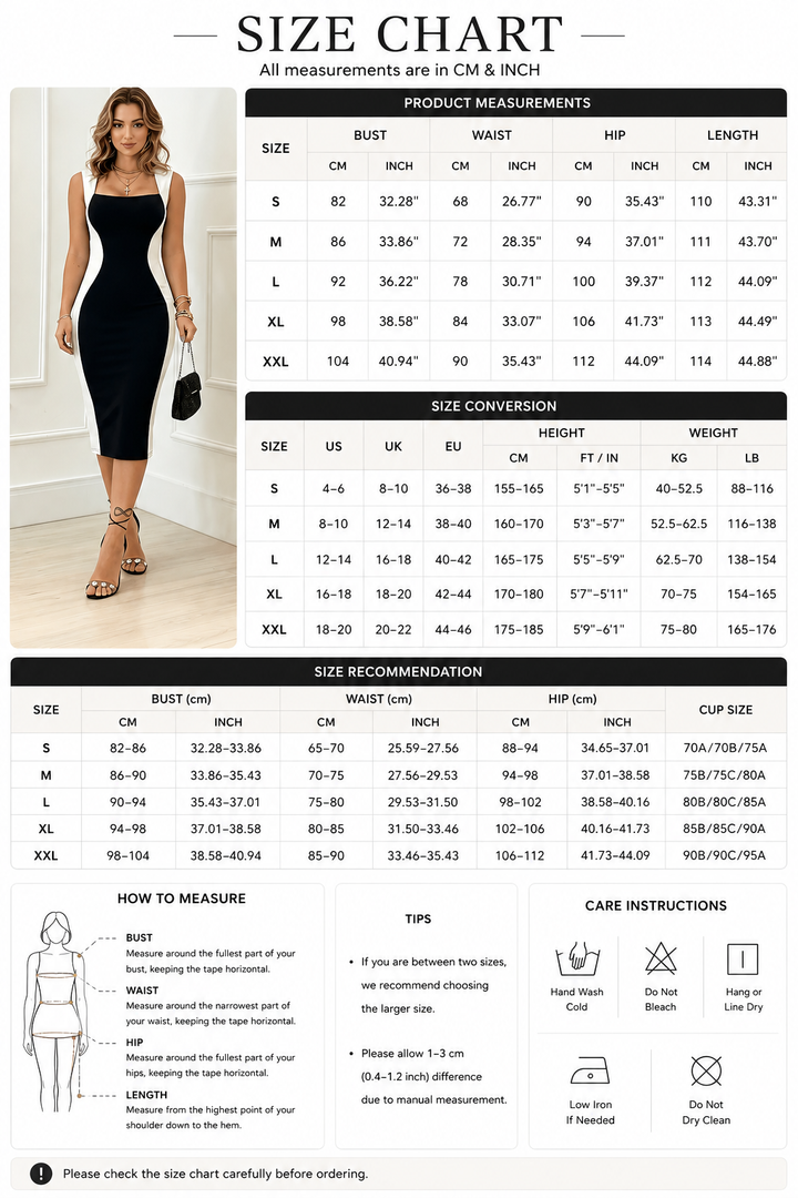 Contrast-Panel Bodycon Midi Dress
