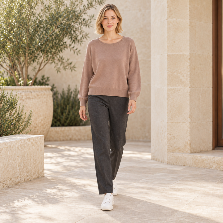 VISSONG Women’s Relaxed Wide-Neck Drop-Shoulder Sweater