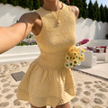 Summer Gingham Smocked Mini Dress