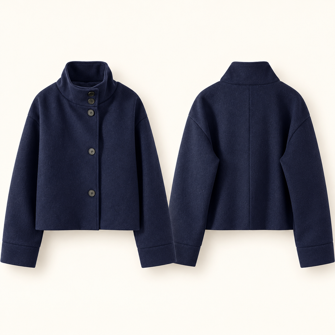VISSONG Women’s Asymmetric Button Stand-Collar Jacket