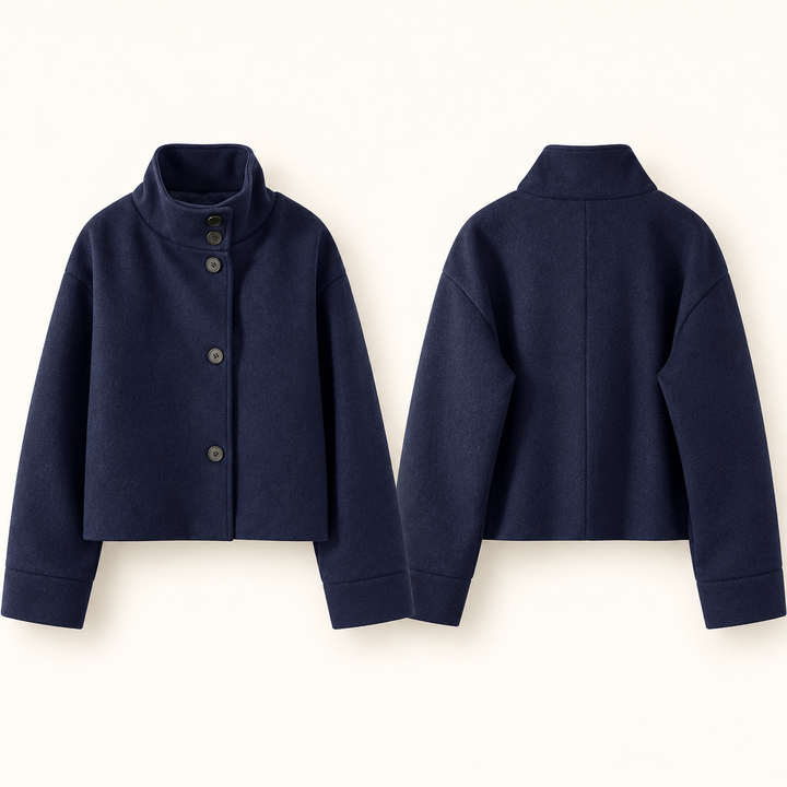 VISSONG Women’s Asymmetric Button Stand-Collar Jacket