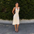 Women's Backless Halter Midi Dress
