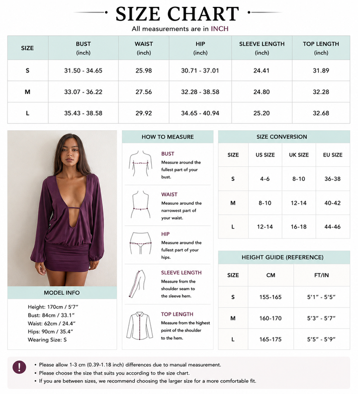 Plunging-Neck Ruched Long-Sleeve Mini Dress