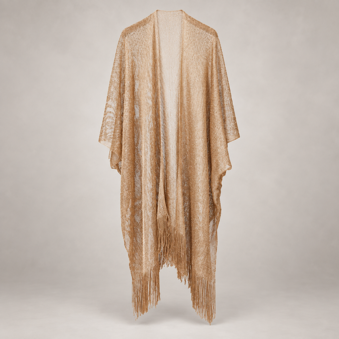 VISSONG Women’s Shimmer Fringe Open-Front Kimono