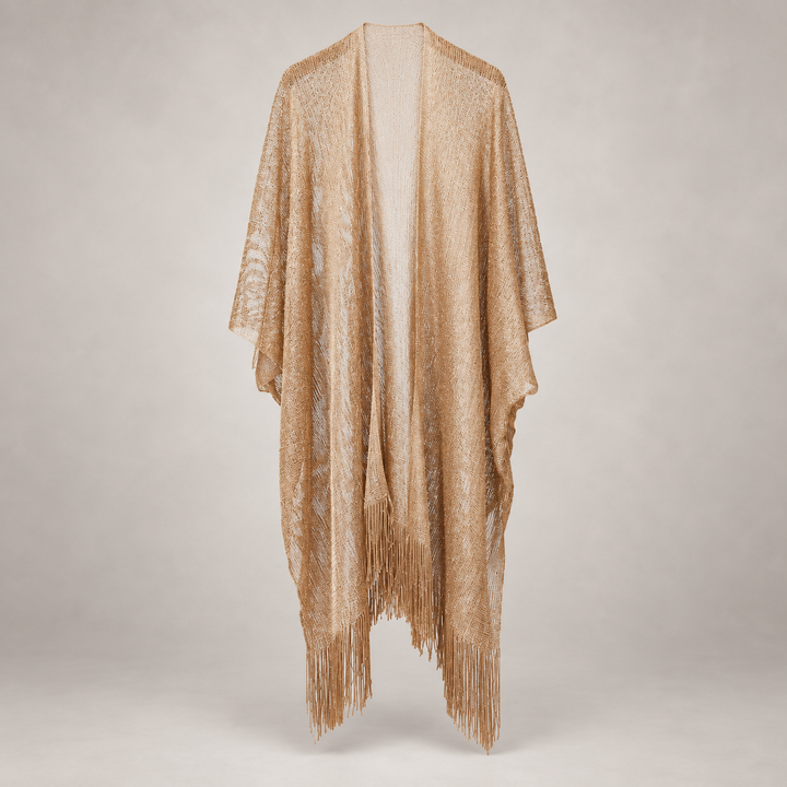 VISSONG Women’s Shimmer Fringe Open-Front Kimono