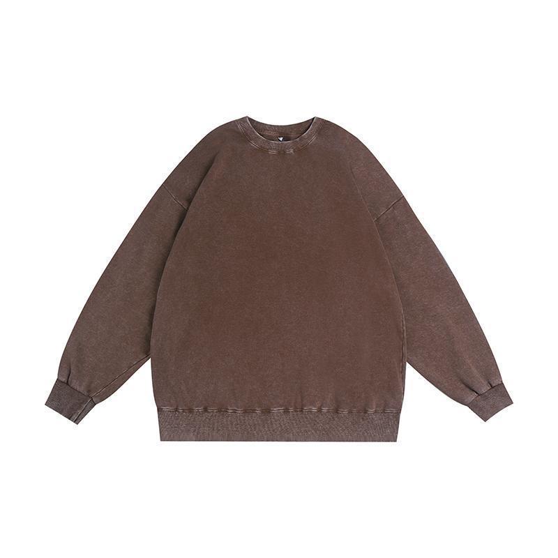 Vissong Vintage Washed Oversized Crewneck Sweatshirt and Hoodie Set