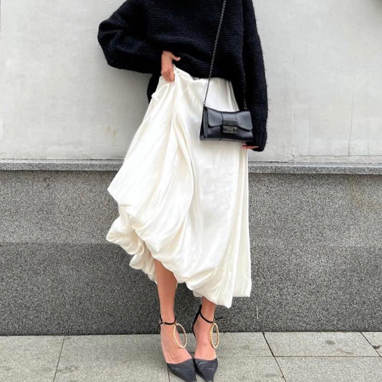 Flowing Satin A-Line Maxi Skirt