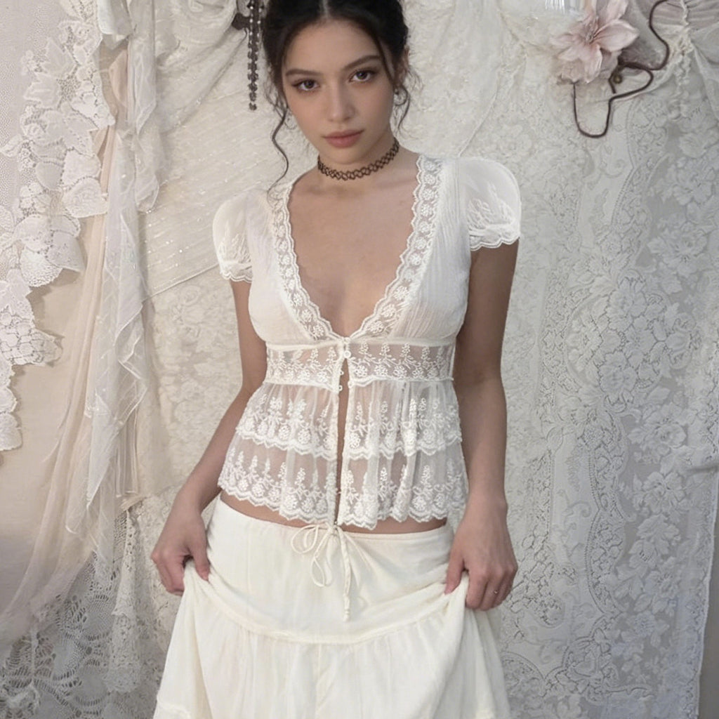 Romantic Lace Peplum Blouse