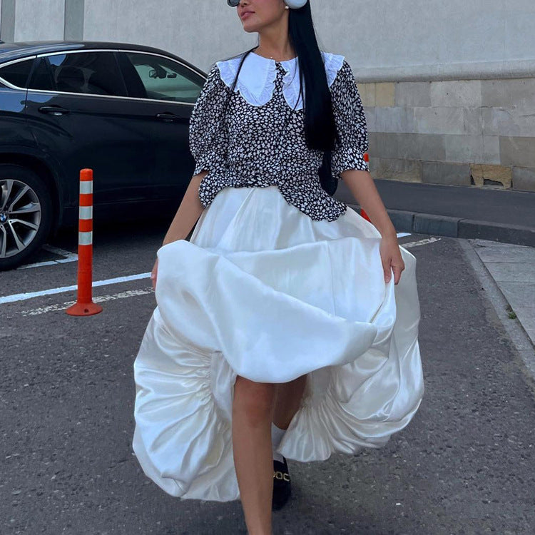 Flowing Satin A-Line Maxi Skirt
