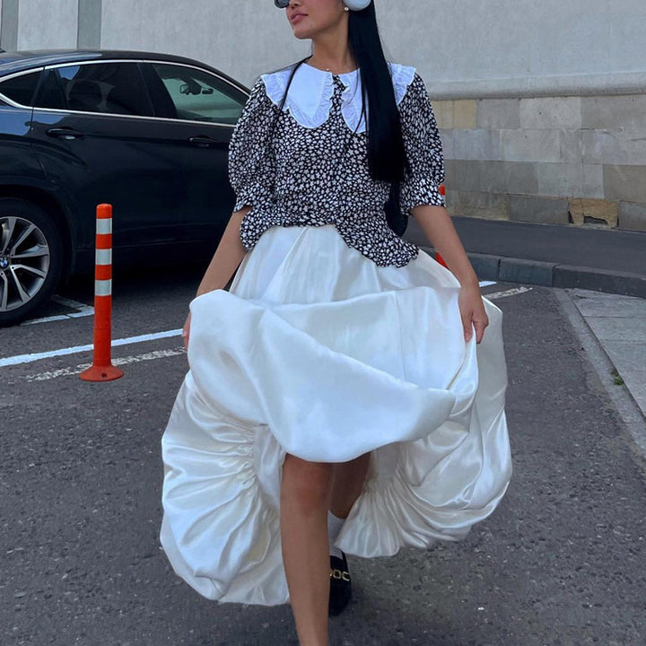 Flowing Satin A-Line Maxi Skirt