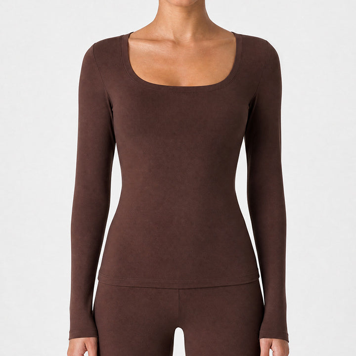 VISSONG Women’s Scoop-Neck Slim-Fit Long-Sleeve Top