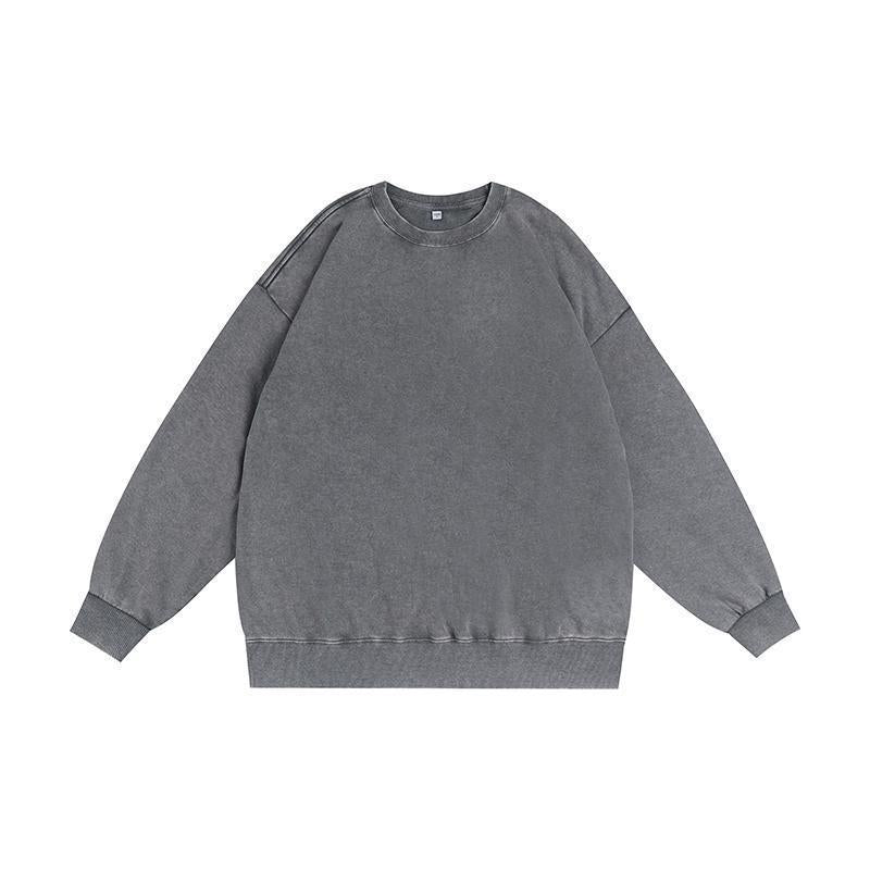 Vissong Vintage Washed Oversized Crewneck Sweatshirt and Hoodie Set