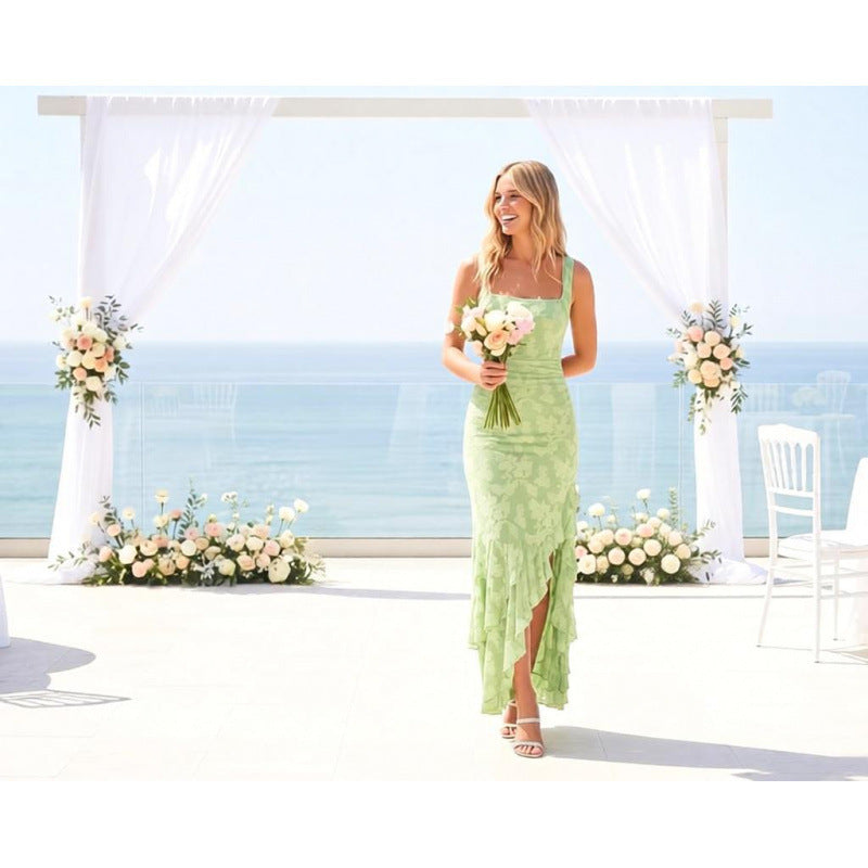 Romantic Lace Floral Mermaid Maxi Dress