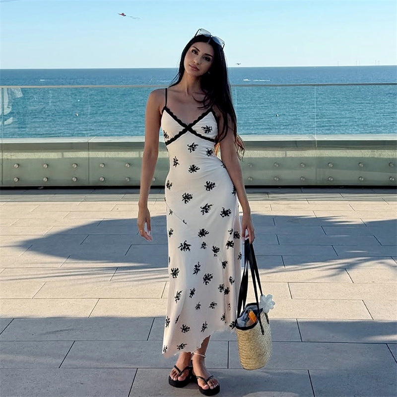 Lace-Trim Floral Slip Maxi Dress