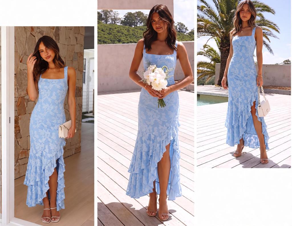 Romantic Lace Floral Mermaid Maxi Dress
