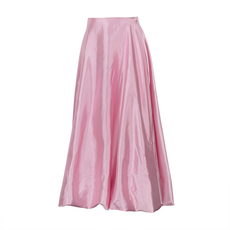Flowing Satin A-Line Maxi Skirt