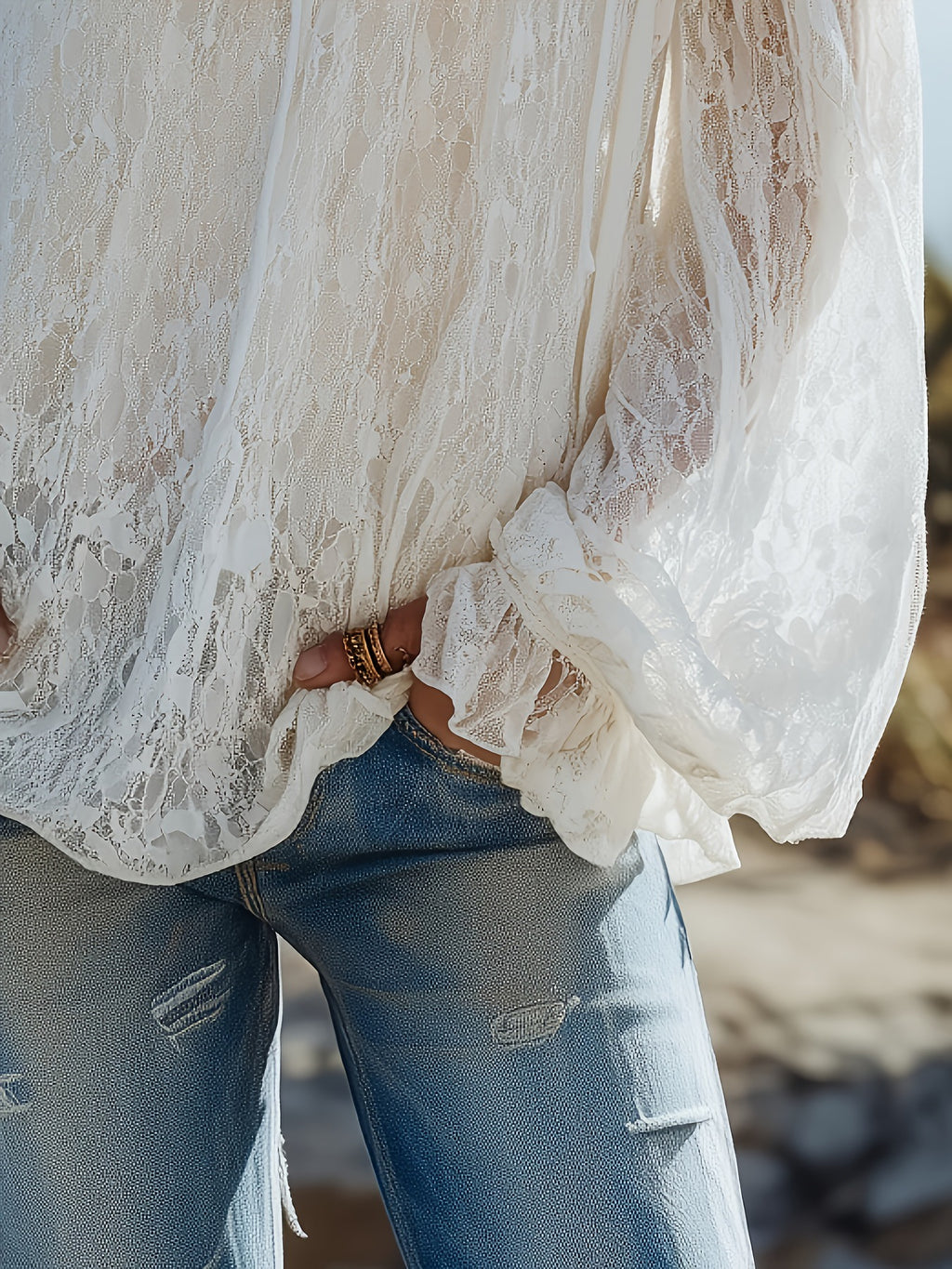 Bohemian Off Shoulder Lace Top