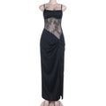 Women's Lace Mesh Slit Maxi Dress