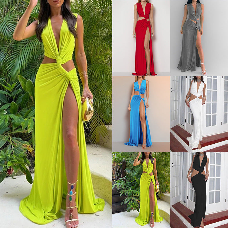 Twist-Front Cutout Maxi Dress