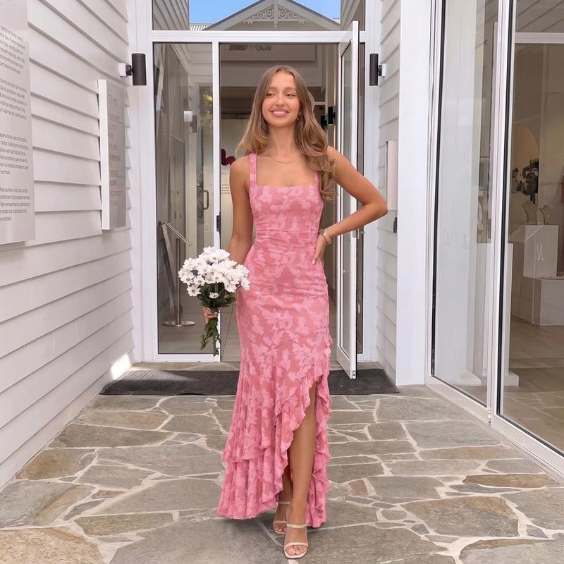 Romantic Lace Floral Mermaid Maxi Dress