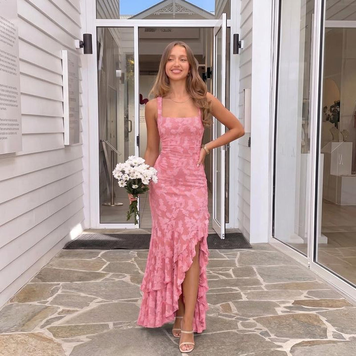 Romantic Lace Floral Mermaid Maxi Dress