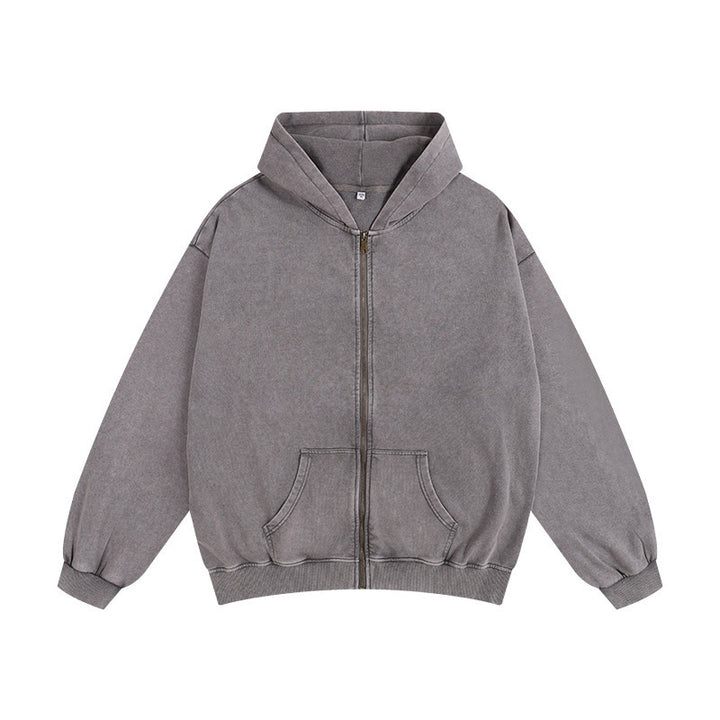 Vissong Vintage Washed Oversized Crewneck Sweatshirt and Hoodie Set
