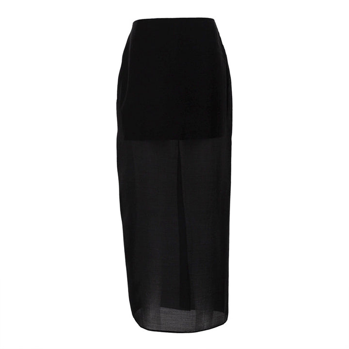 Sheer Overlay High-Waist Maxi Skirt