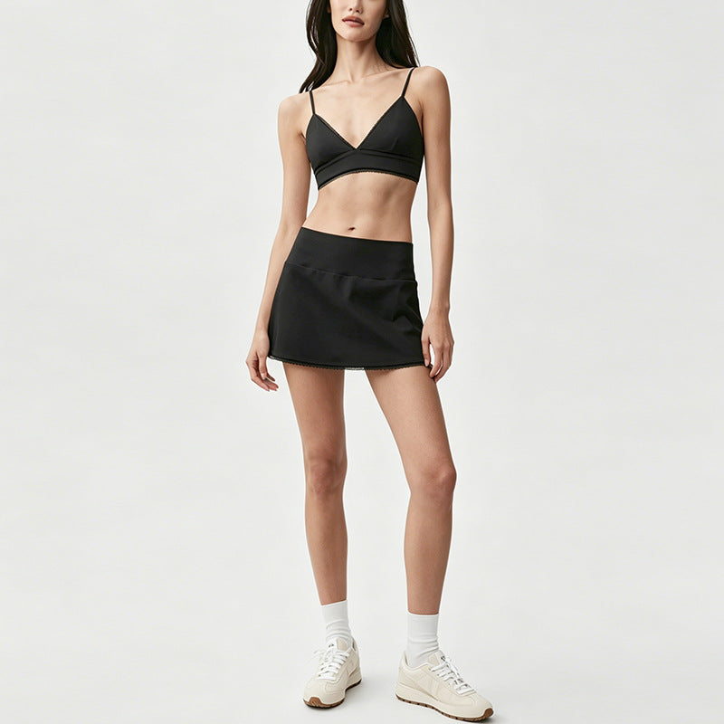 Lace-Trim Cardigan &amp; Mini Skort Set