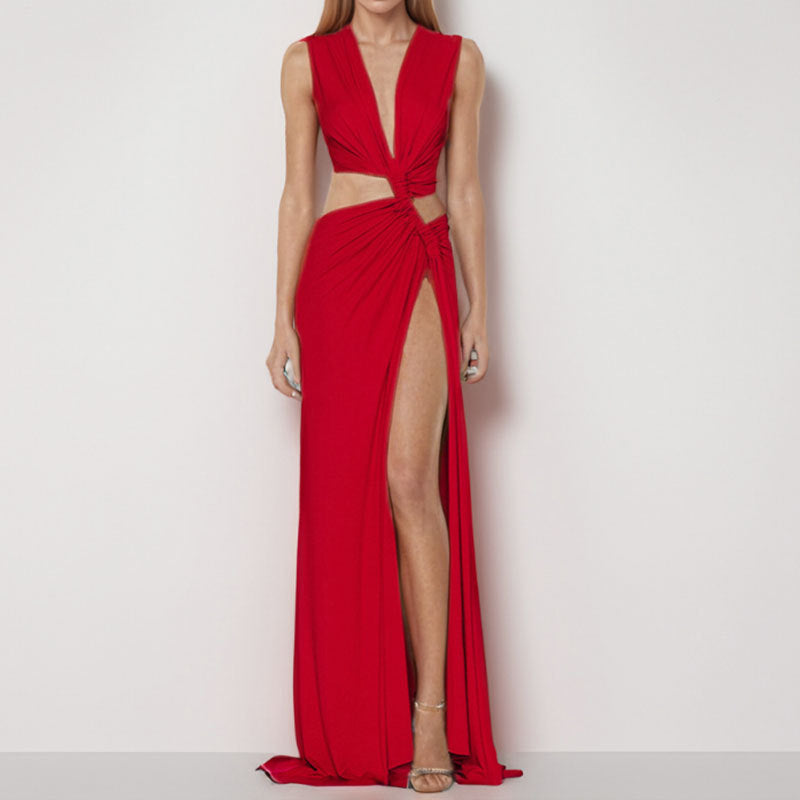 Twist-Front Cutout Maxi Dress